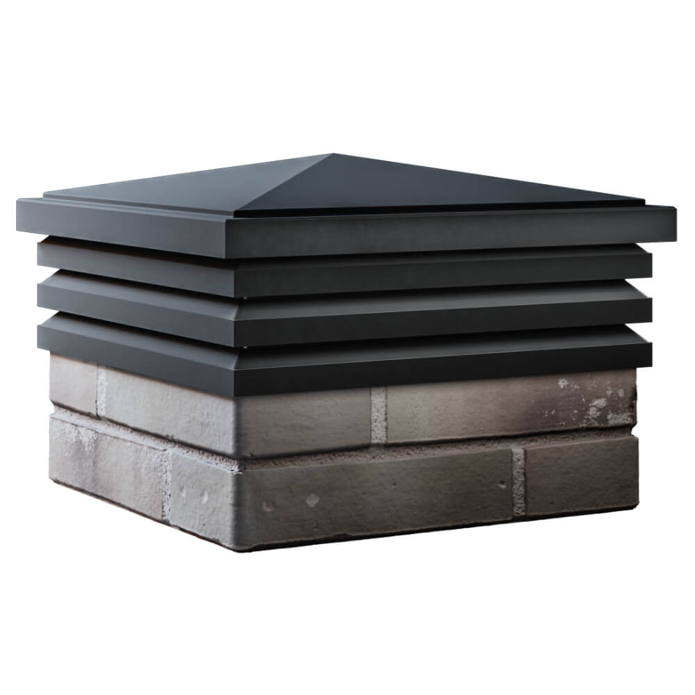 Колпак Zking Бона ХайТек Черный на столб 1.5х1.5 кирпича (385х385мм)