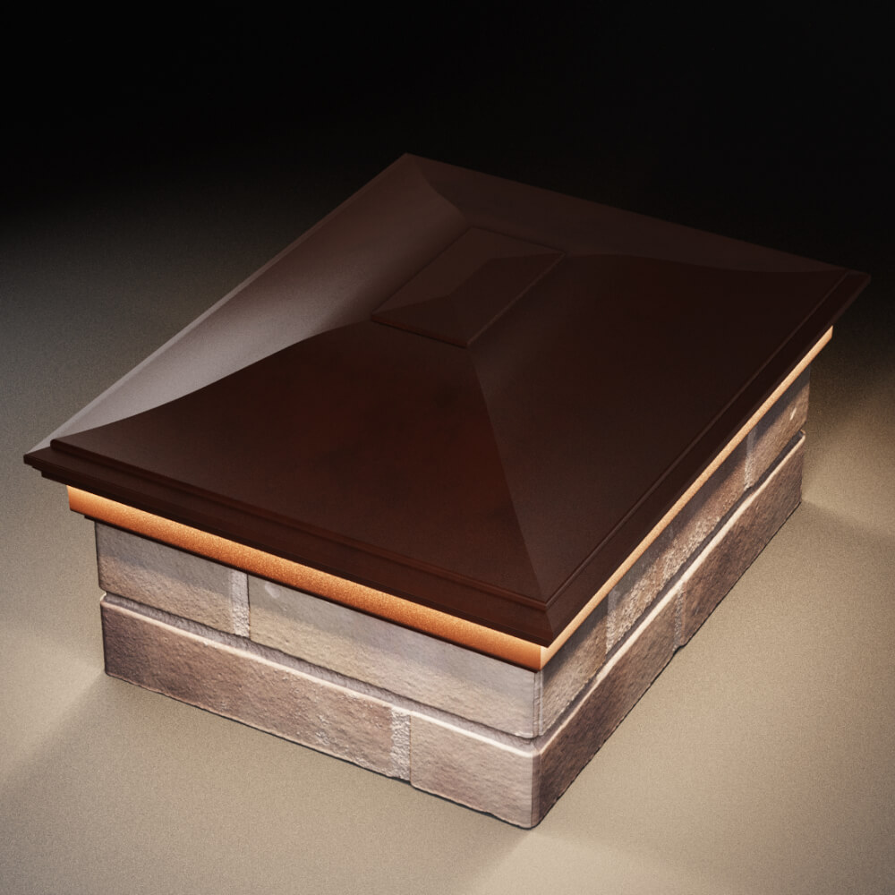 Колпак Zking Монблан Коричневый на столб 2х1.5 кирпича (515х385мм) c подсветкой